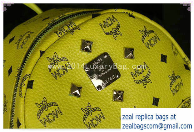 High Quality Replica MCM Stark Backpack Large in Calf Leather 8004 Lemon - Click Image to Close